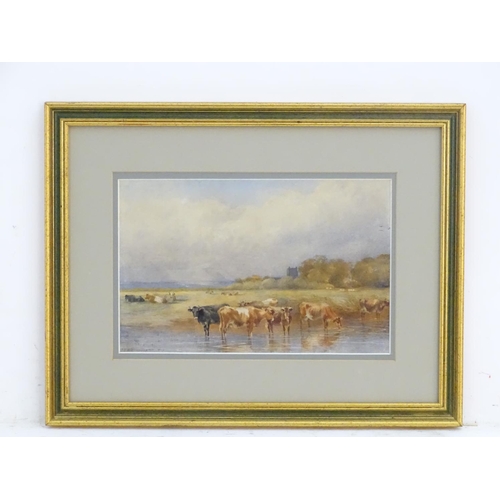 96 - Thomas Francis Wainwright (1794-1883), English School,  Watercolour,  A landscape with cattle wateri... 