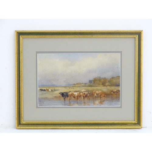 96 - Thomas Francis Wainwright (1794-1883), English School,  Watercolour,  A landscape with cattle wateri... 