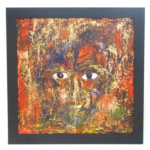 244 - Chieftan Solo, XXI,
Oil on board,
An abstract composition depicting a human head / face.
Signed and ... 