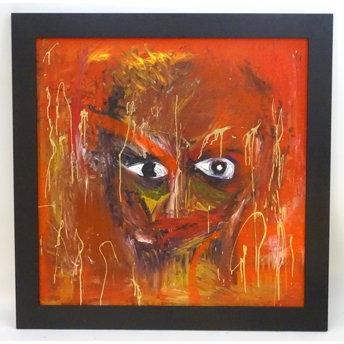 245 - Chieftan Solo, XXI,
Oil on board,
An abstract composition depicting a human head / face.
Signed and ... 