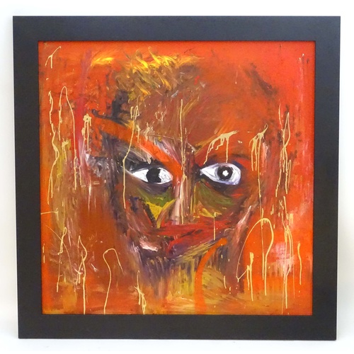 245 - Chieftan Solo, XXI,
Oil on board,
An abstract composition depicting a human head / face.
Signed and ... 