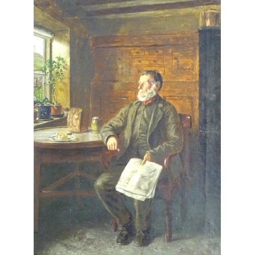 5 - Walter Tomlinson (c.1833 - 1909), English School, Oil on canvas, Bad News From the War,  An interior... 