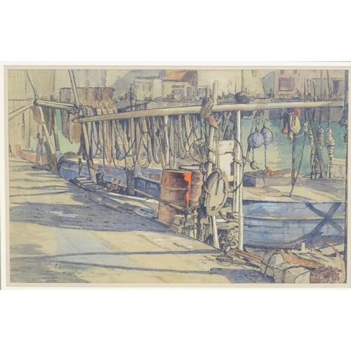 140 - Thomas Symington Halliday (1902-1998), Scottish School,   Watercolour,  A Scottish harbour scene wit... 