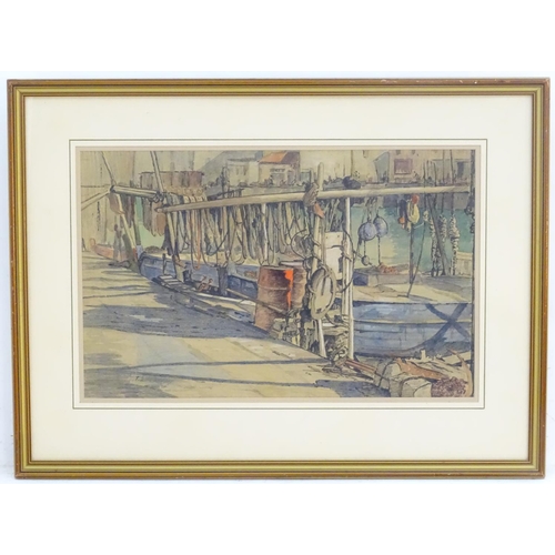 140 - Thomas Symington Halliday (1902-1998), Scottish School,   Watercolour,  A Scottish harbour scene wit... 