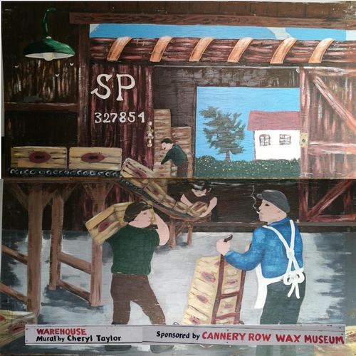 167 - Cheryl Taylor, XX, American School, Mural,  Warehouse, sponsored by the Cannery Row Wax Museum, A sc... 