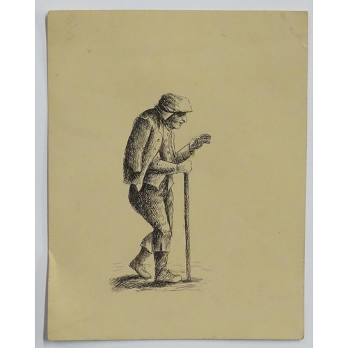 198 - After Rembrandt van Rijn (1606-1669),  Etchings, x2,  A portrait of an old man with a stick, &  A po... 