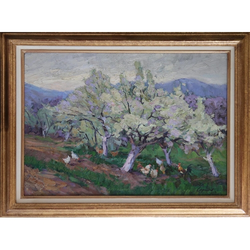 74 - Piotr Nikolaievitch Gorunov (1917-2006), Russian School, Oil on cardboard, Spring in Crimea. Signed ... 