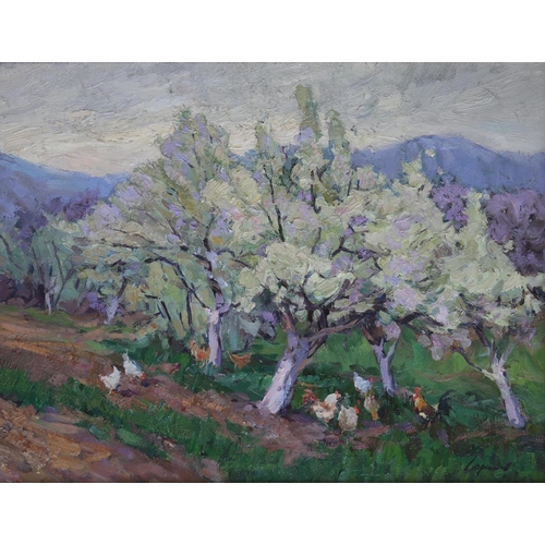 74 - Piotr Nikolaievitch Gorunov (1917-2006), Russian School, Oil on cardboard, Spring in Crimea. Signed ... 