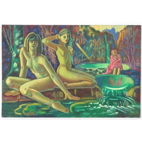 180 - Richard Turner, known as Turneramon (1940-2013), English School, Oil on canvas, Nude women bathing i... 