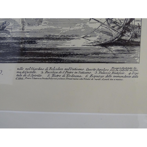 188 - After Giovanni Battista Piranesi (1720 – 1778), Veduta del Ponte e Castello Sant’Angelo, Monochrome ... 