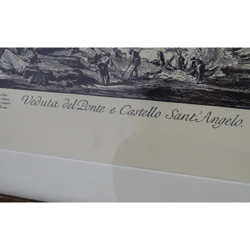 188 - After Giovanni Battista Piranesi (1720 – 1778), Veduta del Ponte e Castello Sant’Angelo, Monochrome ... 