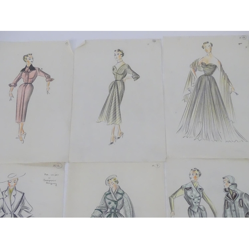 200 - Mid XX, Pencils on paper, A collection of women's vintage Zara Fashion designs to include casual and... 