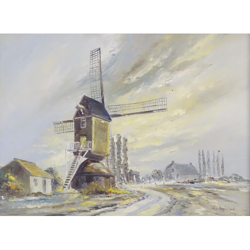 70 - Wyn Appleford, XX, English School, Oil on canvas, A landscape scene with a windmill. Signed lower ri... 