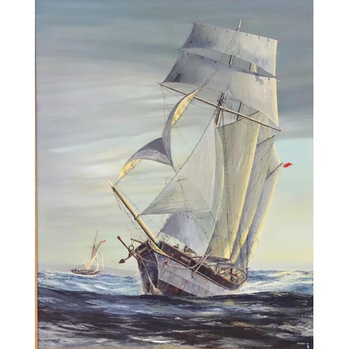 144 - P. J. Stuckey, XX, Marine School, Oil on canvas, The Topsail Schooner, Result, built in Carrickfergu... 