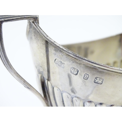 300 - A Victorian silver twin handled sucrier / sugar bowl. Hallmark Birmingham 1898 maker Elkington & Co ... 