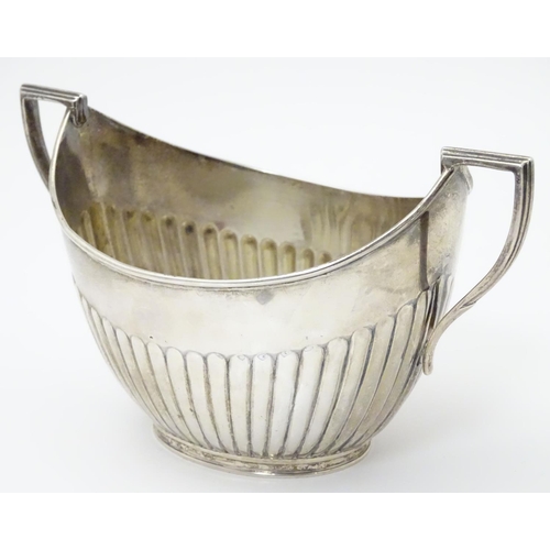 300 - A Victorian silver twin handled sucrier / sugar bowl. Hallmark Birmingham 1898 maker Elkington & Co ... 