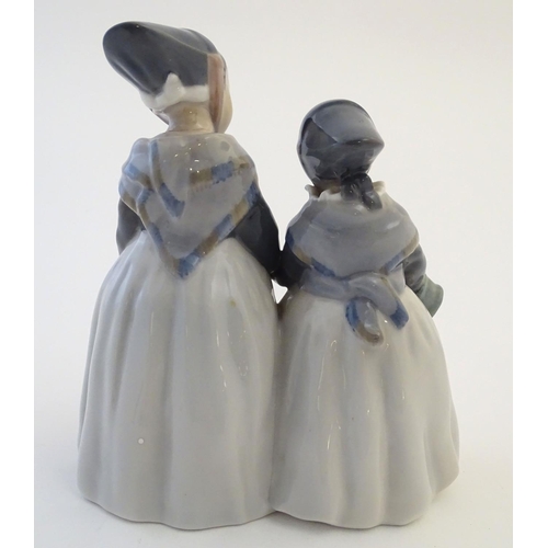 65 - A Royal Copenhagen figure of two Amager girls in traditional dress, model no. 1316, designed by Lott... 