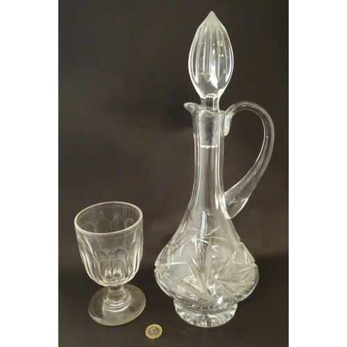 176 - 5 assorted lead glass/crystal items, comprising a Victorian rummer, a bud vase, cream jug, an Irish ... 