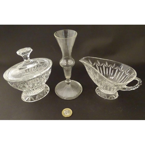 176 - 5 assorted lead glass/crystal items, comprising a Victorian rummer, a bud vase, cream jug, an Irish ... 