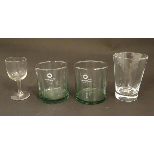 177 - An assortment of 20thC glassware, comprising four sundae glasses (with ground pontil scars), two han... 