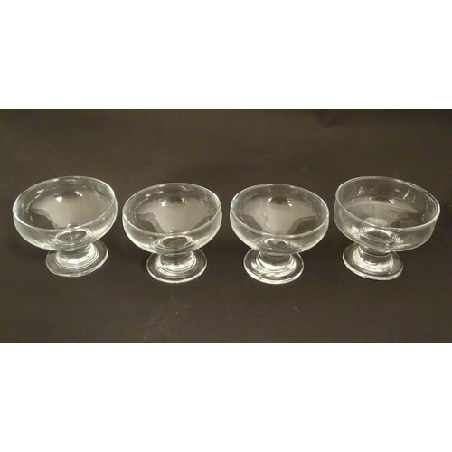 177 - An assortment of 20thC glassware, comprising four sundae glasses (with ground pontil scars), two han... 