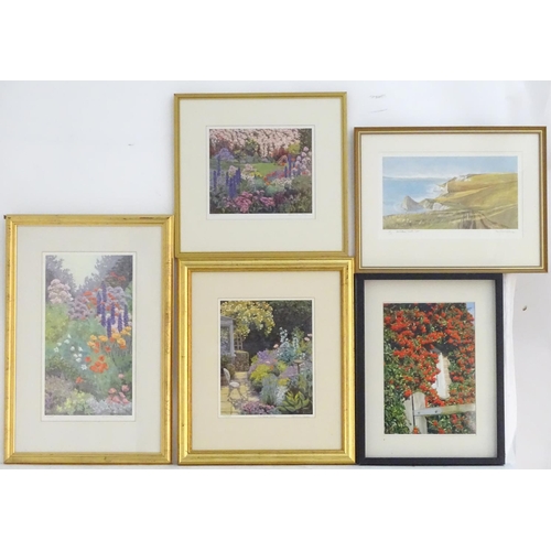 1293 - Andrea Bates (b. 1943), Limited edition prints, x3, The Rambling Rose, A country garden with flowers... 