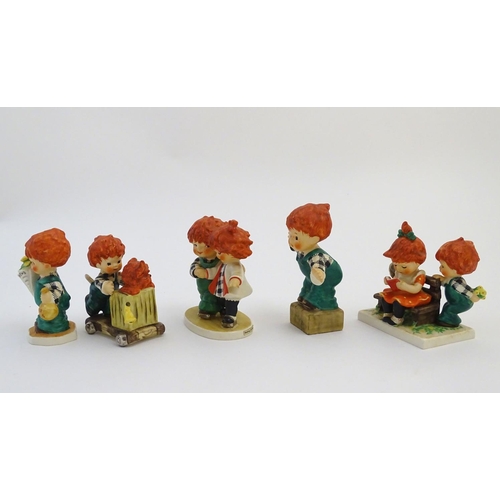 100 - Five Goebel Redhead figures by Charlot Byj, comprising O'Hair for President, a red head boy standing... 