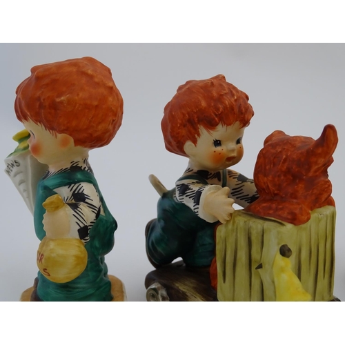 100 - Five Goebel Redhead figures by Charlot Byj, comprising O'Hair for President, a red head boy standing... 