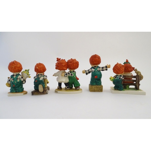 100 - Five Goebel Redhead figures by Charlot Byj, comprising O'Hair for President, a red head boy standing... 