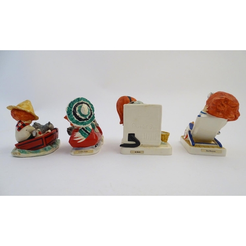 102 - Four Goebel Redhead figures by Charlot Byj, comprising Lazy Day, a red haired boy fishing in a boat,... 