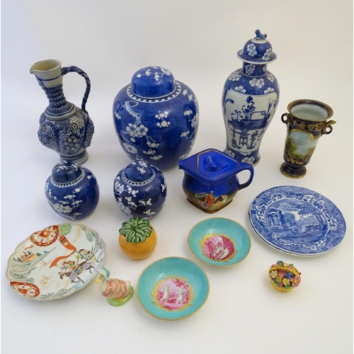 112 - A quantity of assorted ceramics to include a Chinese blue and white lidded vase with cherry blossom ... 