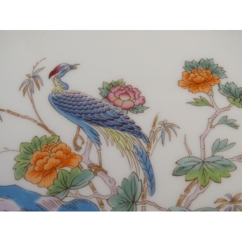 122 - A quantity of Wedgwood wares in the pattern Kutani Crane, depicting birds and flowers in a landscape... 