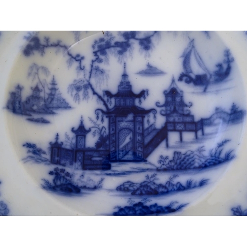 127 - A quantity of assorted blue and white ceramic wares to include a Japanese bowl decorated with figure... 