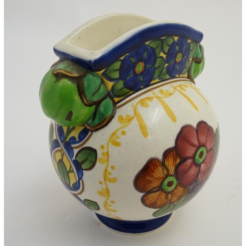 71 - An Alumina faience globular vase with a squared rim and floral decoration. Marked under with Copenha... 