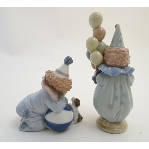 78 - Two Lladro figures of clowns, to include Pierrot Clown with Dog and Ball, model no. 5278 and Littles... 