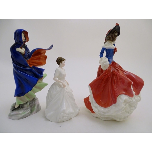 93 - Three Royal Doulton figurines depicting women, Janet, model no. 4042, May, model no. 2746, and Harmo... 