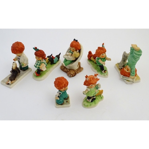 98 - Seven Goebel Red head figures by Charlot Byj, comprising Say A-A-A-Ahh, a red haired boy dressed as ... 