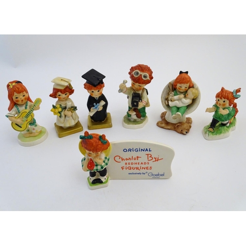 99 - Six Goebel Redhead figures by Charlot Byj, comprising E-E-E-ek, a dog chasing a girl, model no. 9; S... 