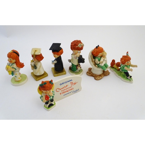 99 - Six Goebel Redhead figures by Charlot Byj, comprising E-E-E-ek, a dog chasing a girl, model no. 9; S... 