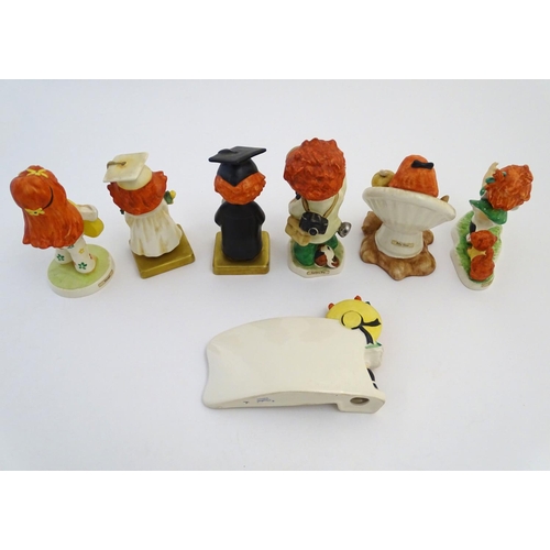 99 - Six Goebel Redhead figures by Charlot Byj, comprising E-E-E-ek, a dog chasing a girl, model no. 9; S... 