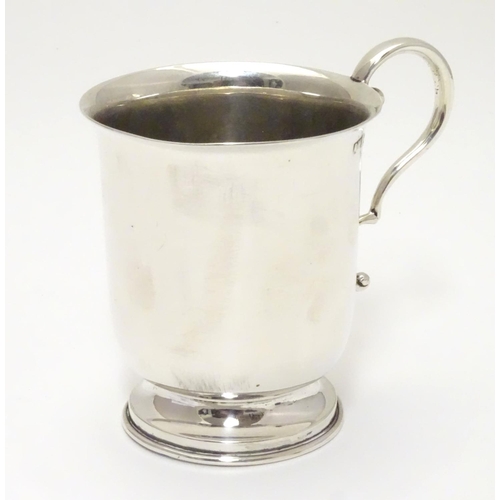 187 - A silver christening mug hallmarked Chester  with scroll handle Chester 1923 maker AW. 3