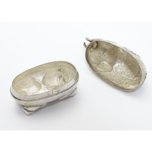 205 - A white metal pill box formed as an elephant.  Probably Indian 1 3/4