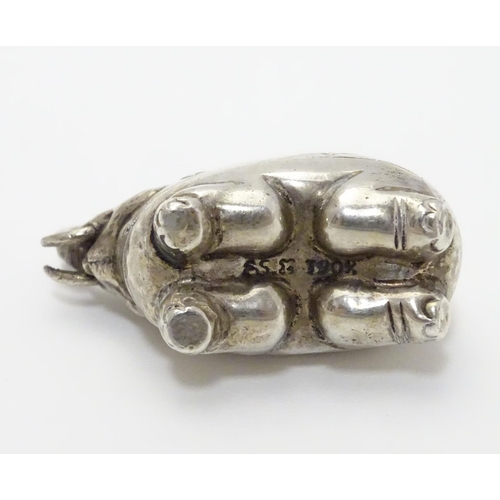 205 - A white metal pill box formed as an elephant.  Probably Indian 1 3/4