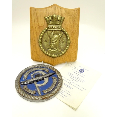 Submarine Dolphins Brass Plaque 