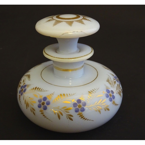 159 - A 19thC Jean Baptiste Desvignes 'Bulle de Savon' opaline glass perfume bottle, decorated with gilt g... 