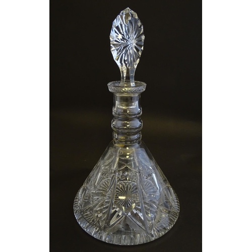 160 - A 20thC 'Brierglass' (Brierley Hill Glass) cut crystal ship's decanter, 13