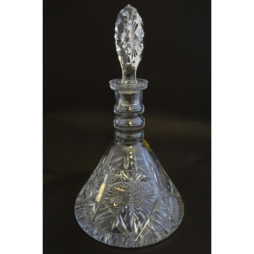 160 - A 20thC 'Brierglass' (Brierley Hill Glass) cut crystal ship's decanter, 13