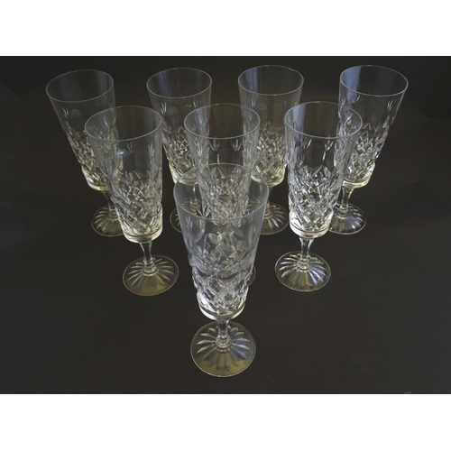 175 - A collection of Royal Brierley crystal drinking glasses, comprising champagne flutes (8) and wine gl... 