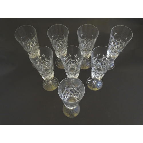 175 - A collection of Royal Brierley crystal drinking glasses, comprising champagne flutes (8) and wine gl... 