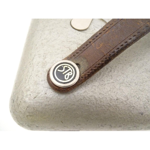 83 - Pigeon Racing : a STB Master Timer Pigeon Racing Clock with aluminium case and leather carry strap.